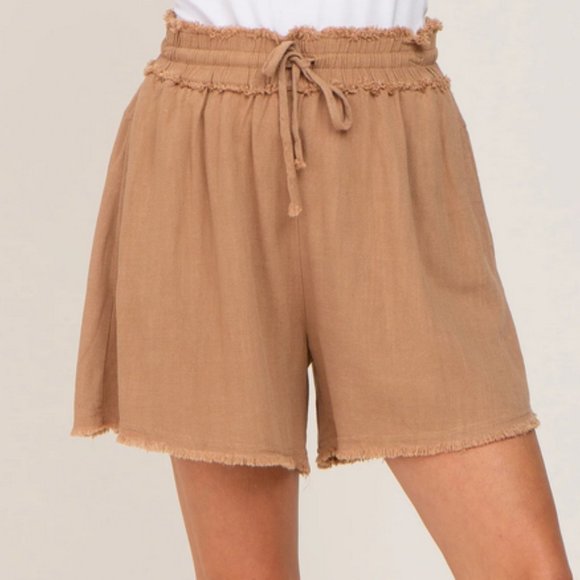 PinkBlush flowy tan linen shorts, size M - Picture 1 of 3